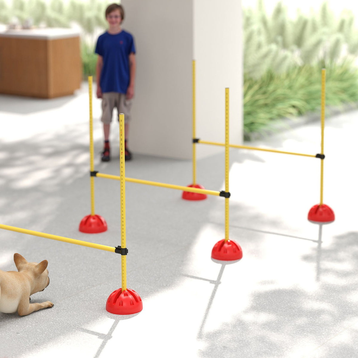 Agility Set Dogs 5-Piece Fillable Agility Equipment for Dog Training Hurdle Set with Height-Adjustable Hurdles Carry Bag Training Accessories Coordination Training for Games Training