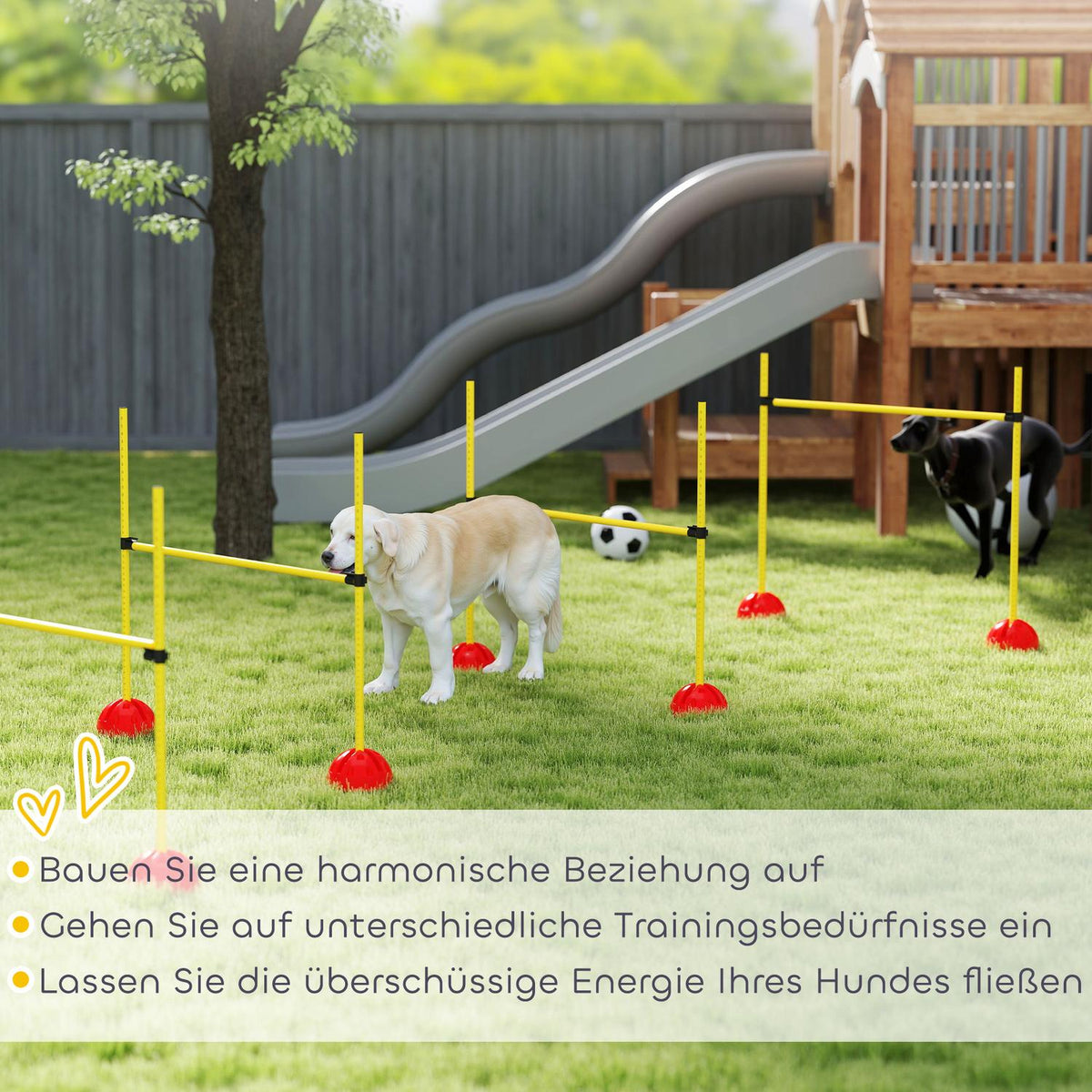 Agility Set Dogs 5-Piece Fillable Agility Equipment for Dog Training Hurdle Set with Height-Adjustable Hurdles Carry Bag Training Accessories Coordination Training for Games Training