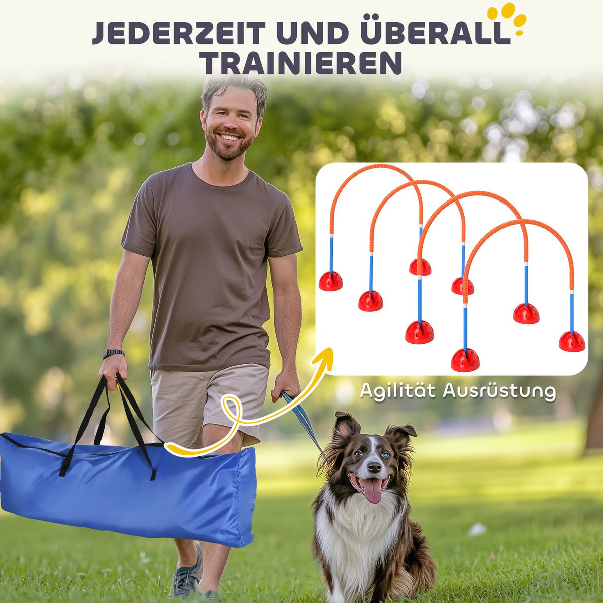 Agility Set Dogs 5-piece fillable agility equipment for dog training hurdle set with adjustable agility doors carry bag training accessories coordination training for games training