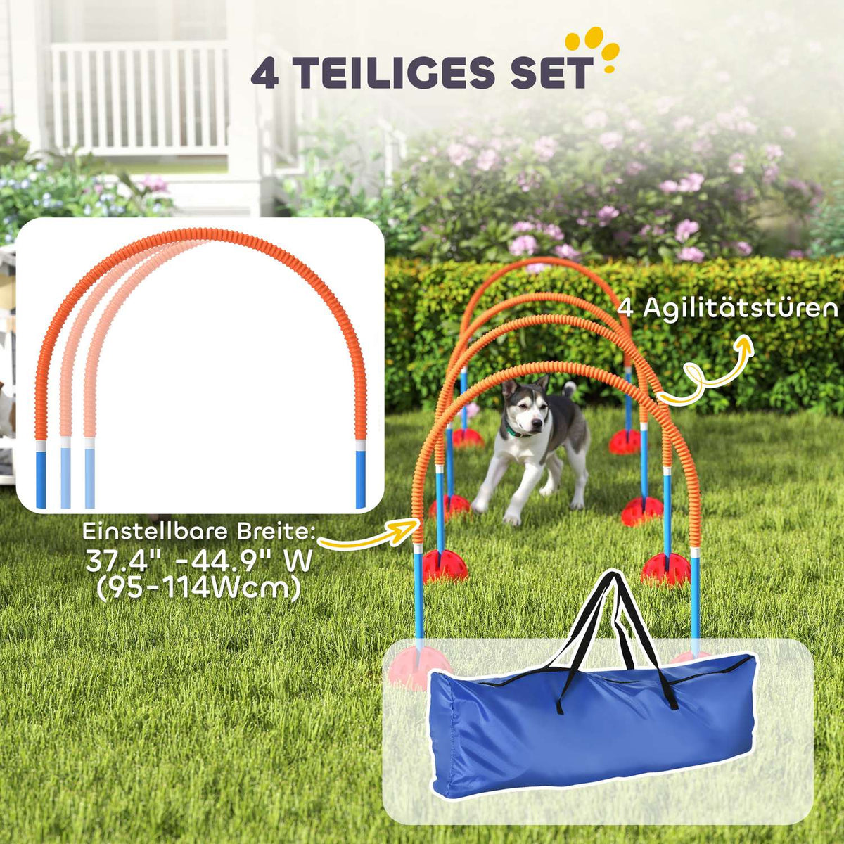 Agility Set Dogs 5-piece fillable agility equipment for dog training hurdle set with adjustable agility doors carry bag training accessories coordination training for games training