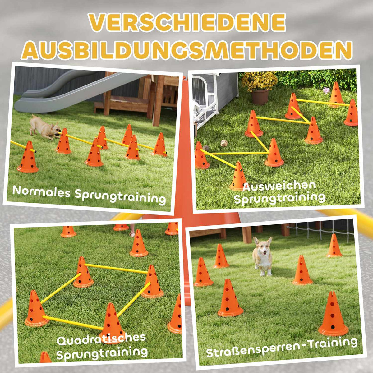 Agility Set Dogs 6-Piece Agility Equipment for Dog Training Hurdle Set with 12 Cones 6 Height-Adjustable Hurdles Carry Bag Training Accessories Coordination Training for Games Training