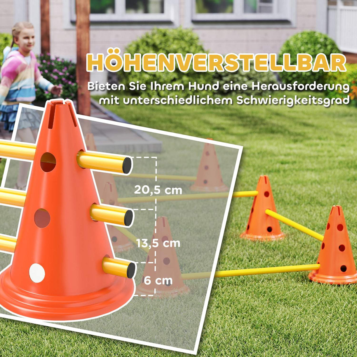 Agility Set Dogs 6-Piece Agility Equipment for Dog Training Hurdle Set with 12 Cones 6 Height-Adjustable Hurdles Carry Bag Training Accessories Coordination Training for Games Training