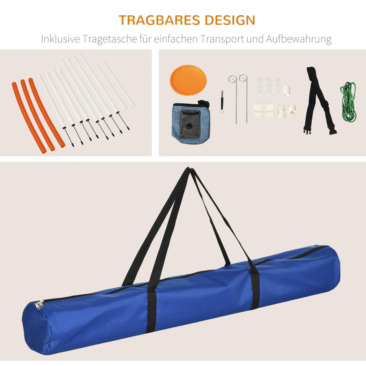 Agility Set Dogs, Set Of 5 Dog Training With Height-Adjustable Agility Hurdle, Food Bag, Jump Ring, Slalom Poles, Hurdle Set