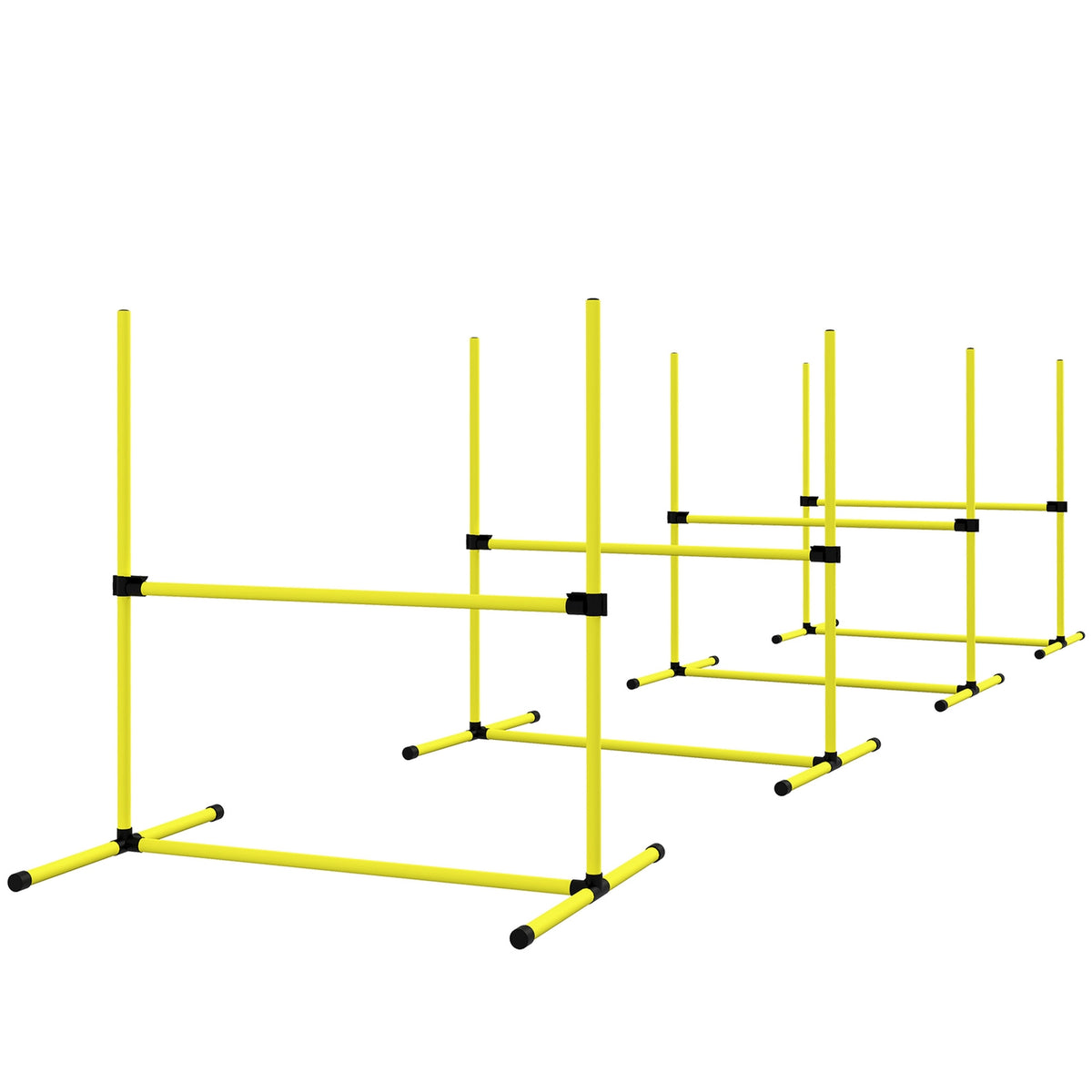 Agility hurdle set slalom poles dog training set 4 x hurdles, plastic, yellow, 99x65x94cm