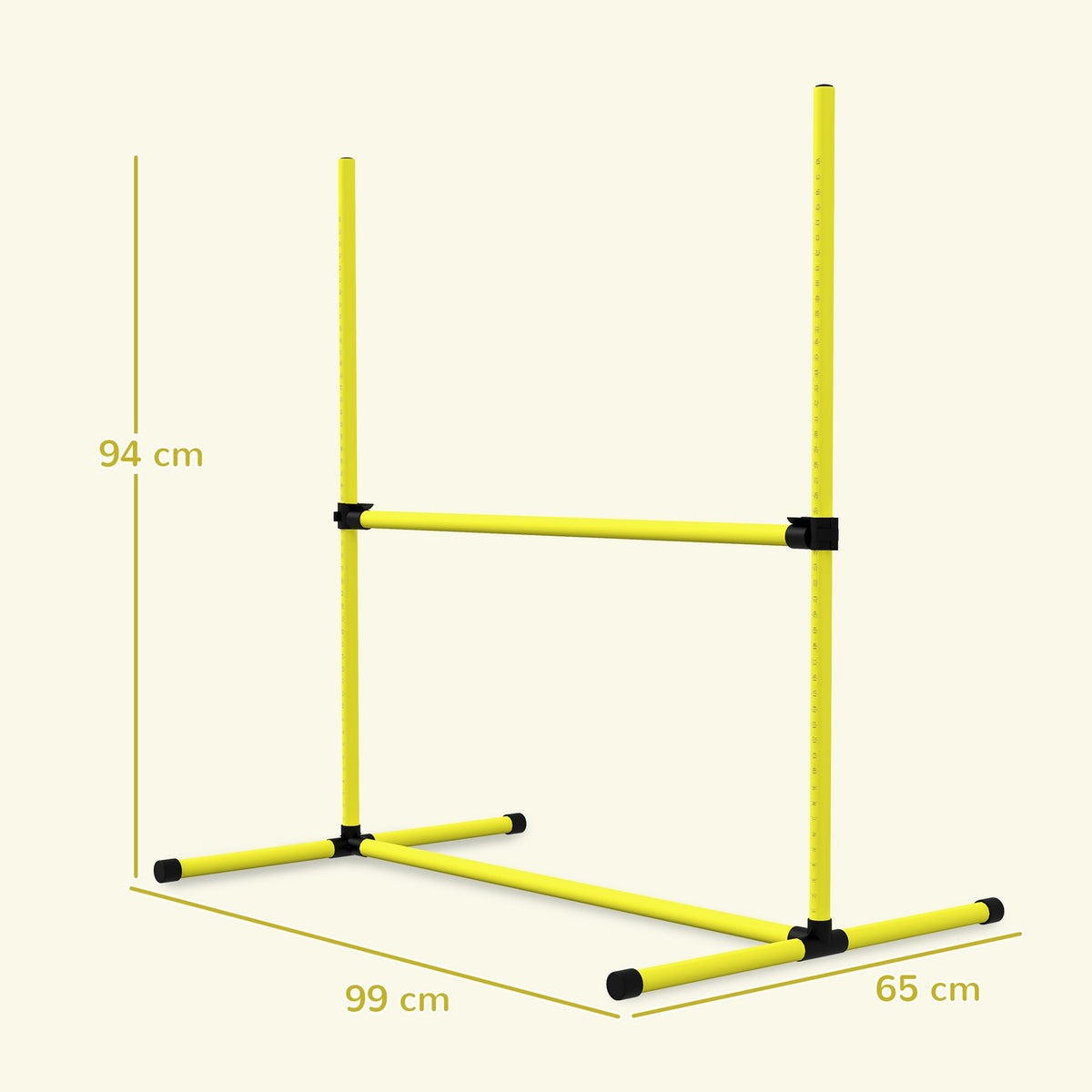Agility hurdle set slalom poles dog training set 4 x hurdles, plastic, yellow, 99x65x94cm