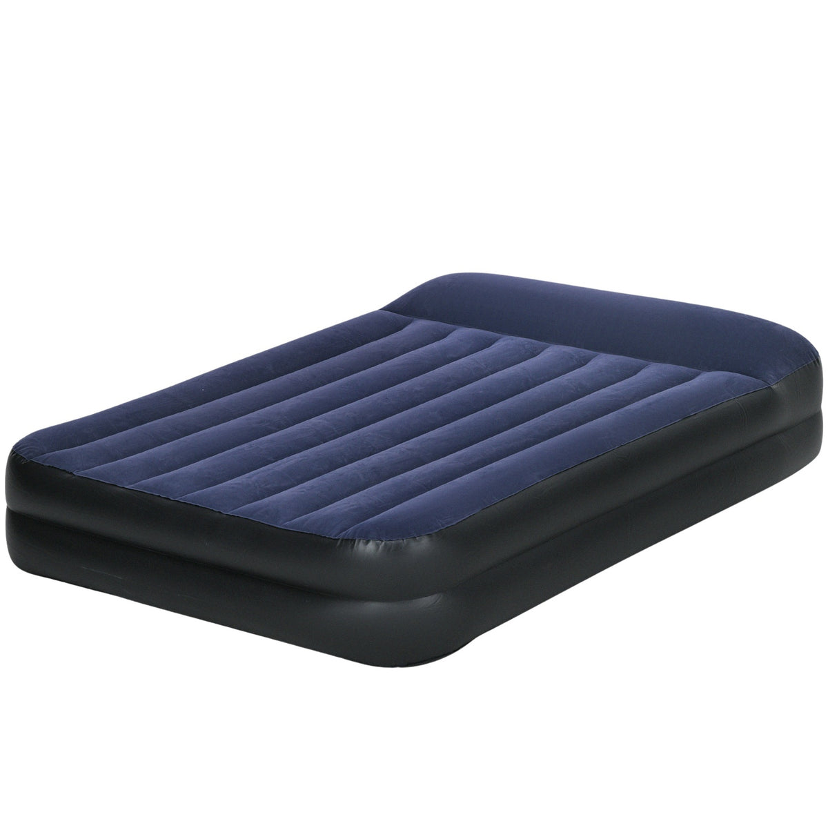 Air Bed Double Air Mattress For 2 People With Electric Pump & Pillow, Dark Blue, 203X152X46Cm