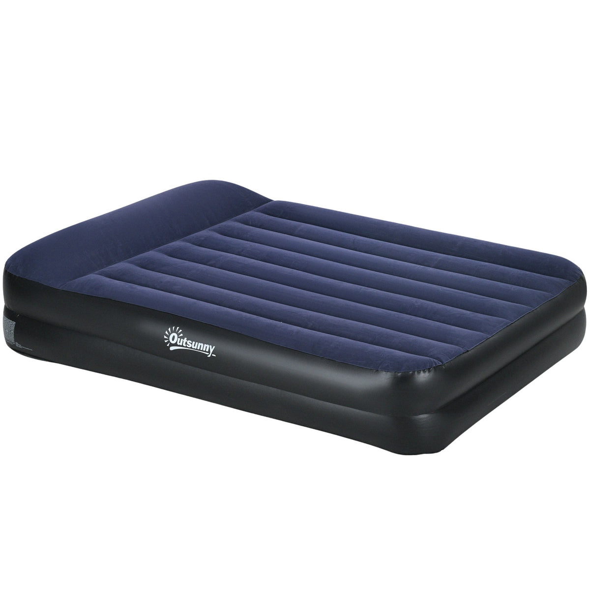 Air Bed Double Air Mattress For 2 People With Electric Pump & Pillow, Dark Blue, 203X152X46Cm