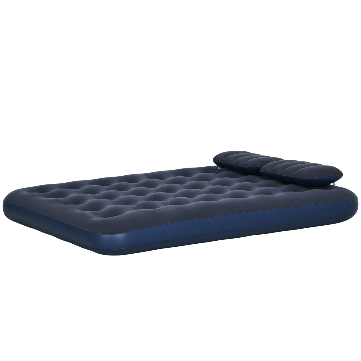 Air Bed Double Air Mattress With Hand Pump & Pillow, Blue, 203X152X22Cm