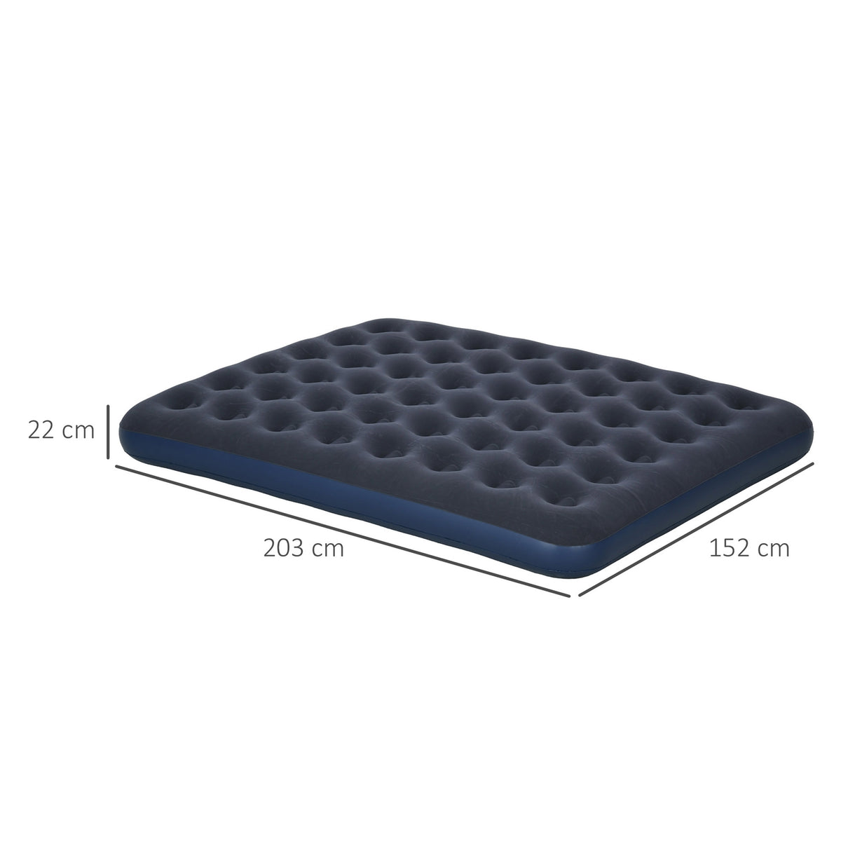 Air Bed Folding Double Camping Bed, Dark Blue, 203X152X22Cm