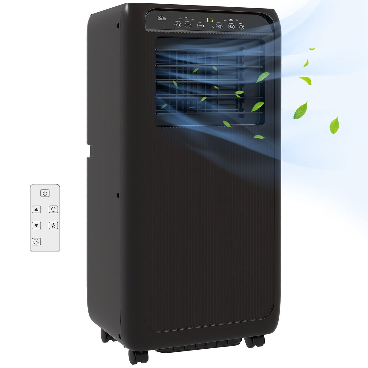 Air Conditioner Mobile 3In1 Cooling Ventilation Dehumidification 9000Btu Led Remote Control Timer Black
