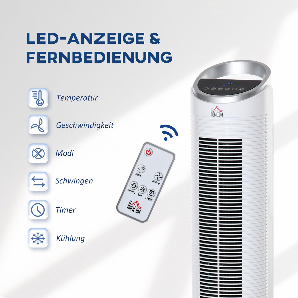 Air Cooler Tower Fan With Water Cooling, Remote Control, Air Humidification, 8H Timer, 20㎡, 60W, Ø30X100.8H Cm