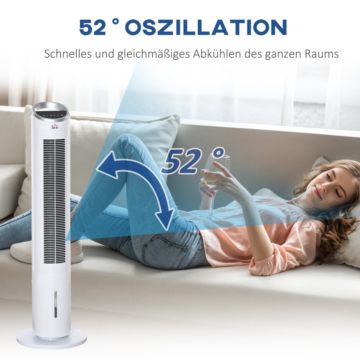 Air Cooler Tower Fan With Water Cooling, Remote Control, Air Humidification, 8H Timer, 20㎡, 60W, Ø30X100.8H Cm