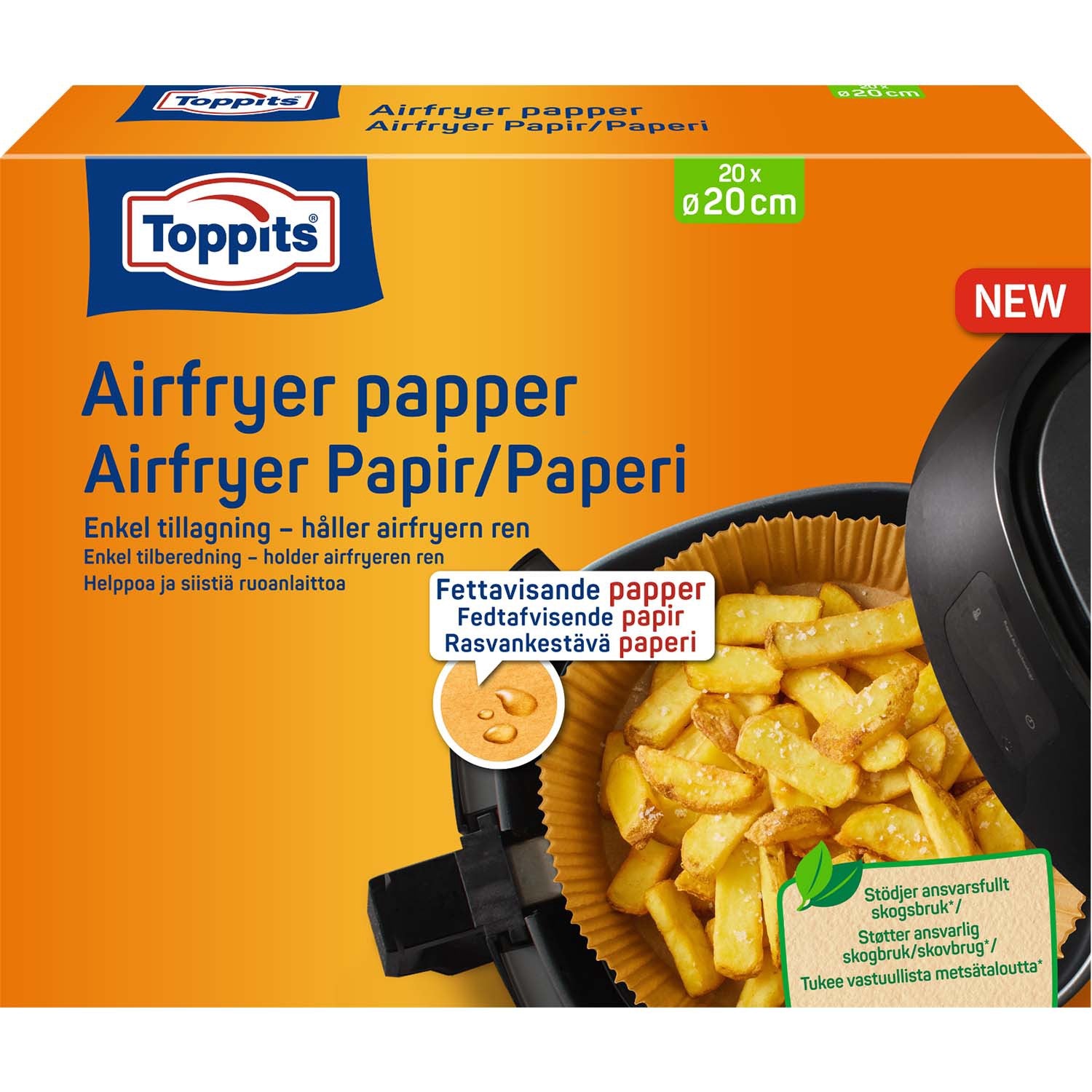 Air Fryer Grease-Proof Paper, Round 20cm, 7 Pack