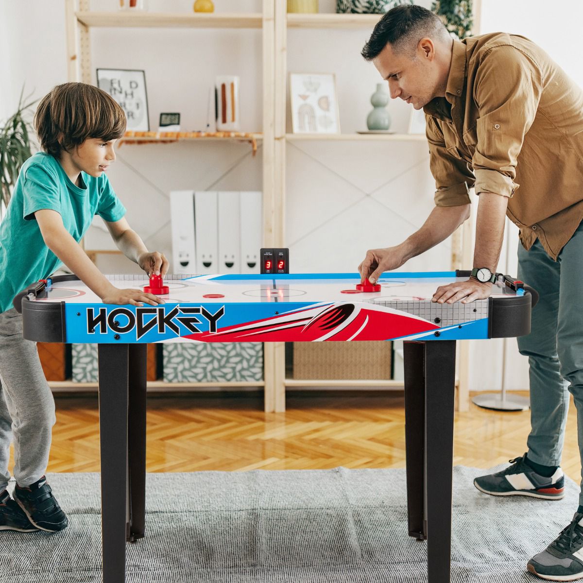 Air Hockey Table 48 Inch, LED Scoreboard, 12V Fan