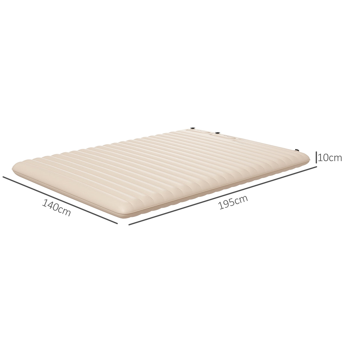 Air Mattress, Air Bed, Foldable Camping Bed For 2 People With Foot Pump, Carry Bag, For Camping, Travel, Polyester, White, 195 X 140 X 10 Cm