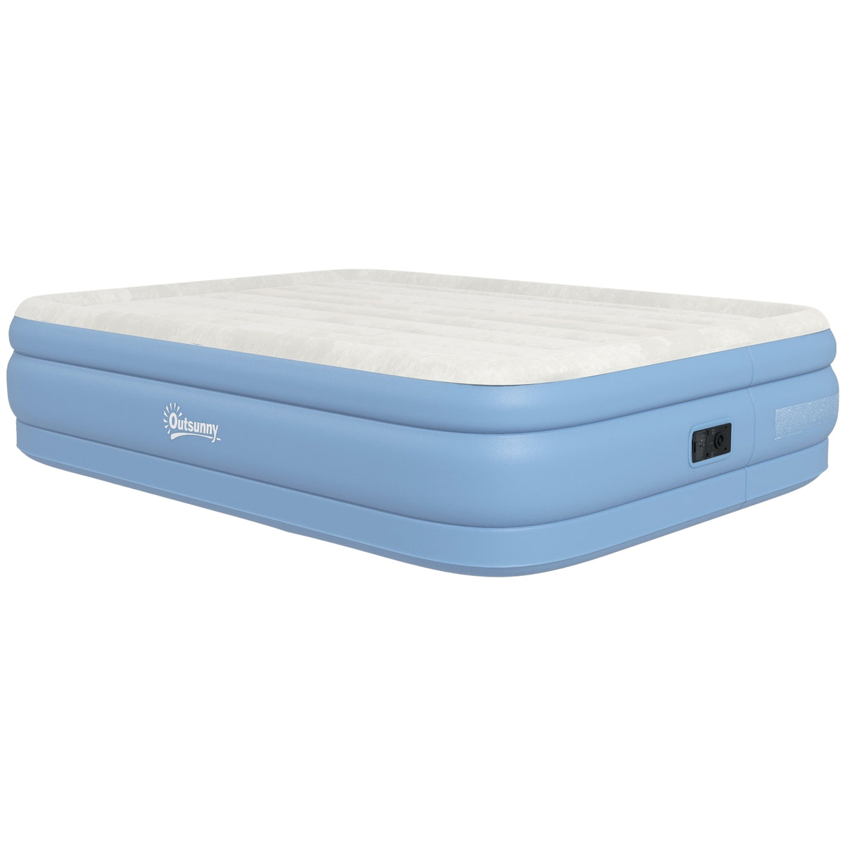 Air Mattress Double Camping Bed For 2 With Pillow & Electric Pump, Light Blue, 203X152X46Cm