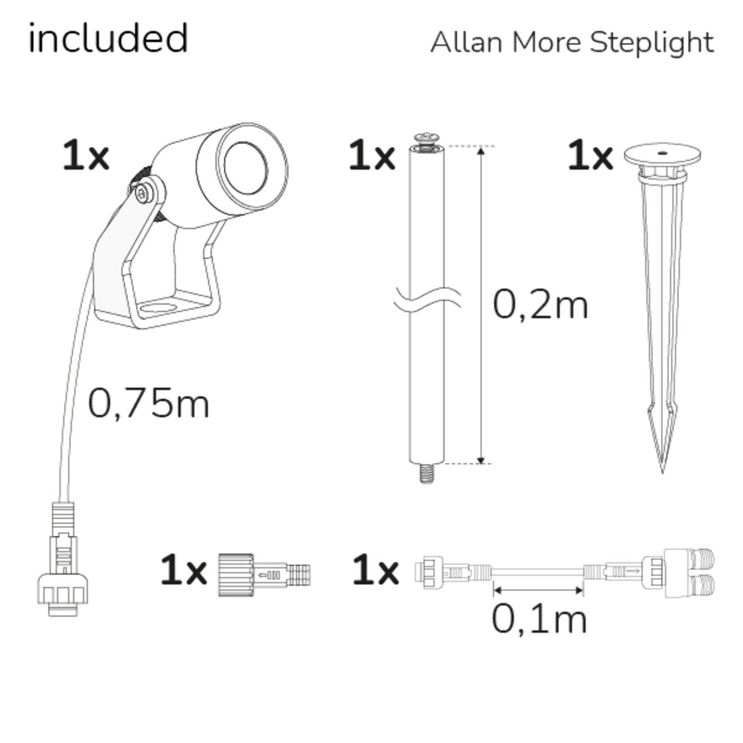 Allan More Spotlight w metal spear 1-pack 12V 3000K 100lm IP67