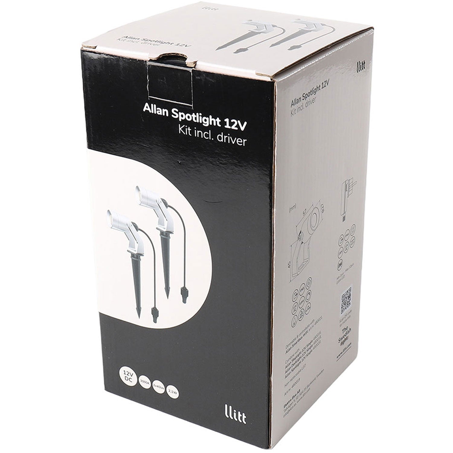 Allan Spotlight kit 2-pack incl power adapter 12V 3000K 10lm IP67