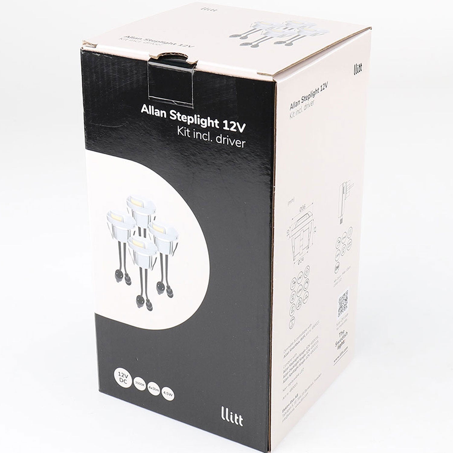 Allan Steplight kit 4-pack incl power adapter 12V 3000K 5lm IP67