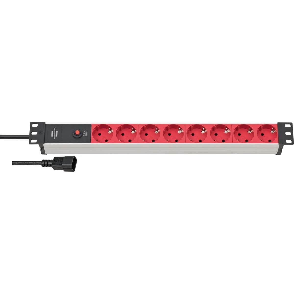 Alu-Line 8-way 19" Outlet for junction boxes PG Plug 2.00 m Black/Red C14