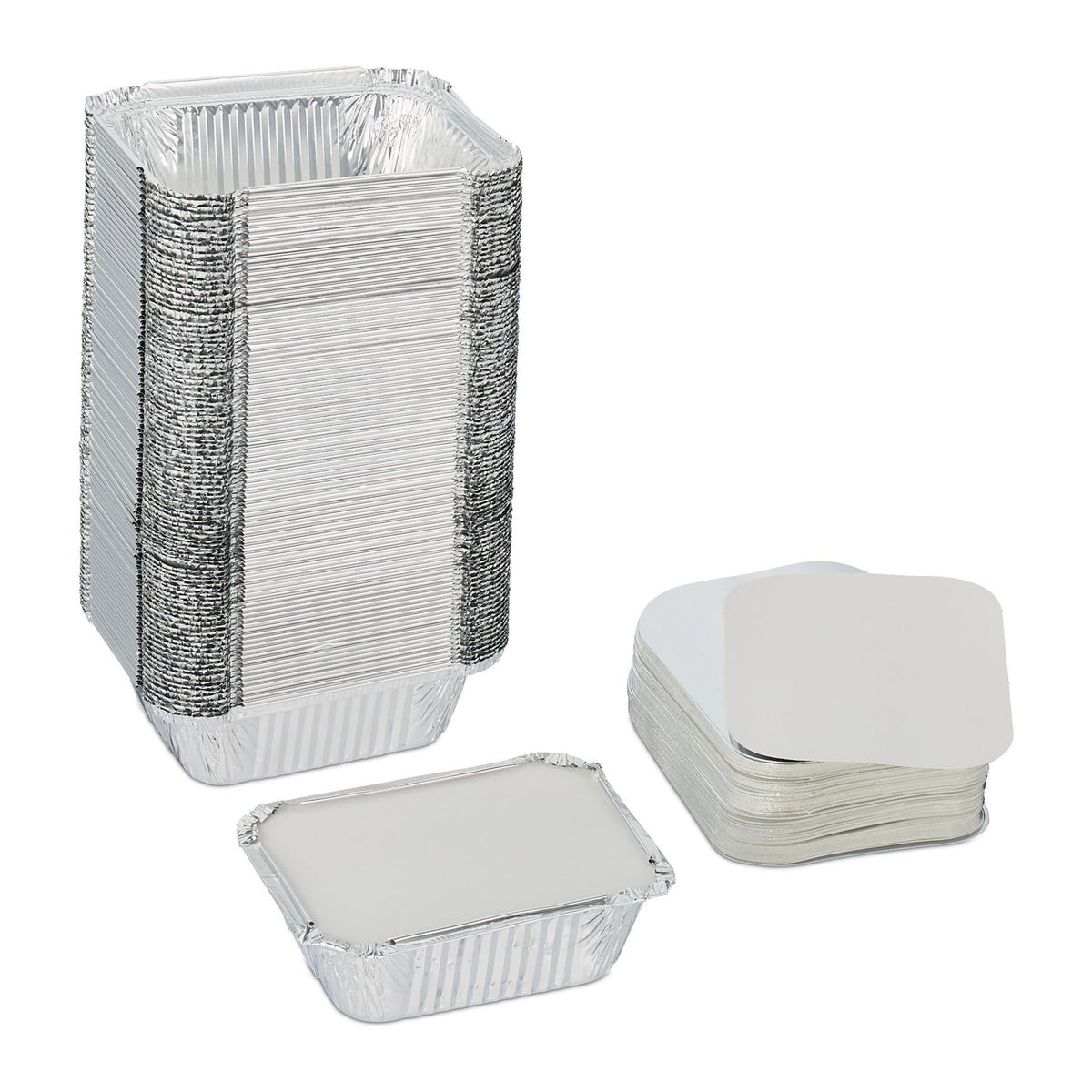 Aluminium Food Trays with Lids – Set of 100