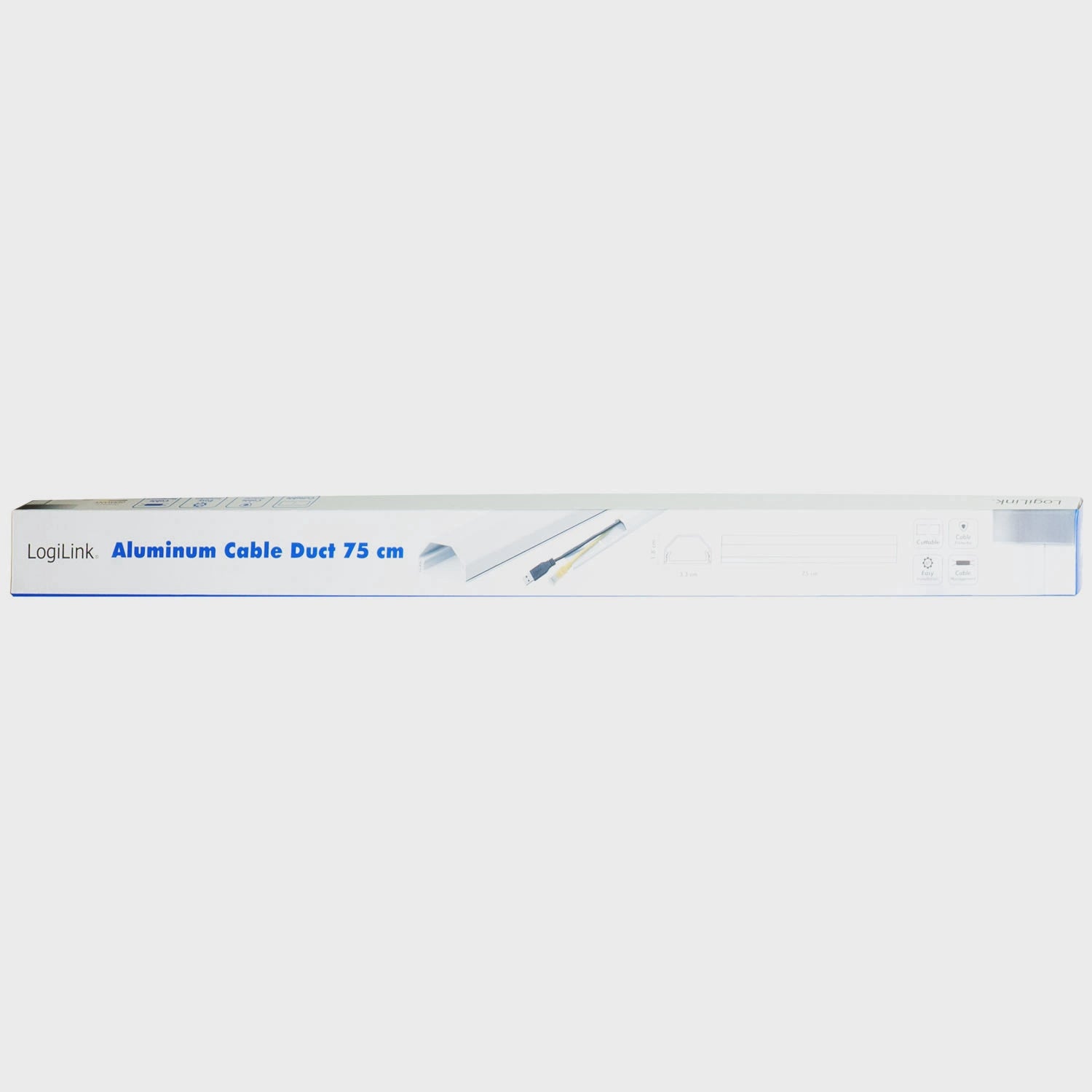 Aluminum Cable Channel, 75cm, Wall Mount, White