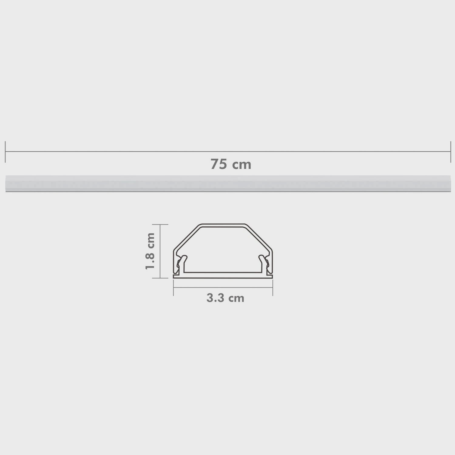 Aluminum Cable Channel, 75cm, Wall Mount, White