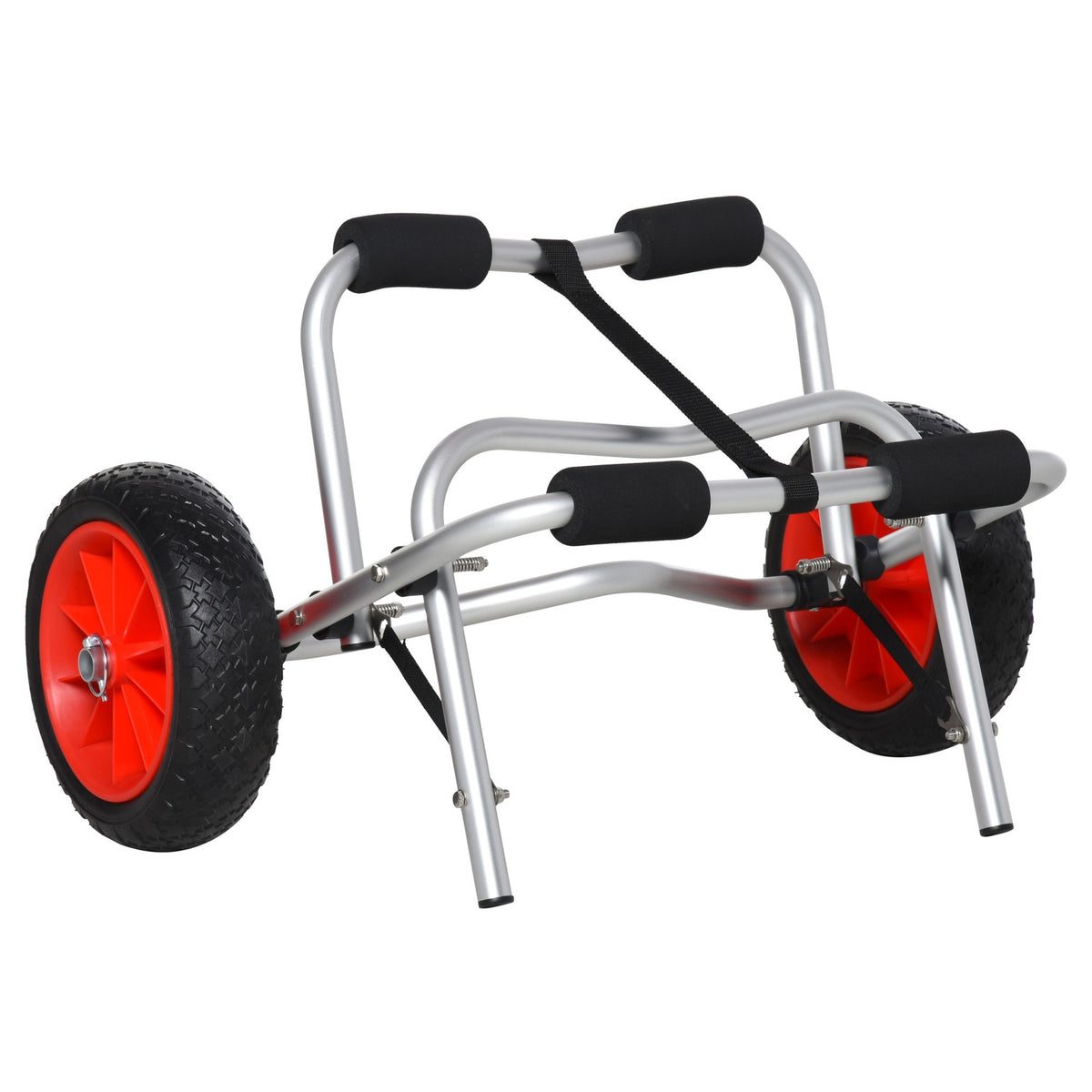 Aluminum Canoe Cart, Kayak Cart, Surf Cart, Foldable With Strap, Pu Wheels, Silver, Up To 75 Kg, 68 X 44.5 X 40 Cm