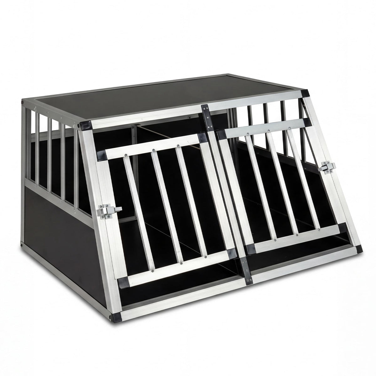Aluminum Dog Travel Crate with Locking Doors & Divider