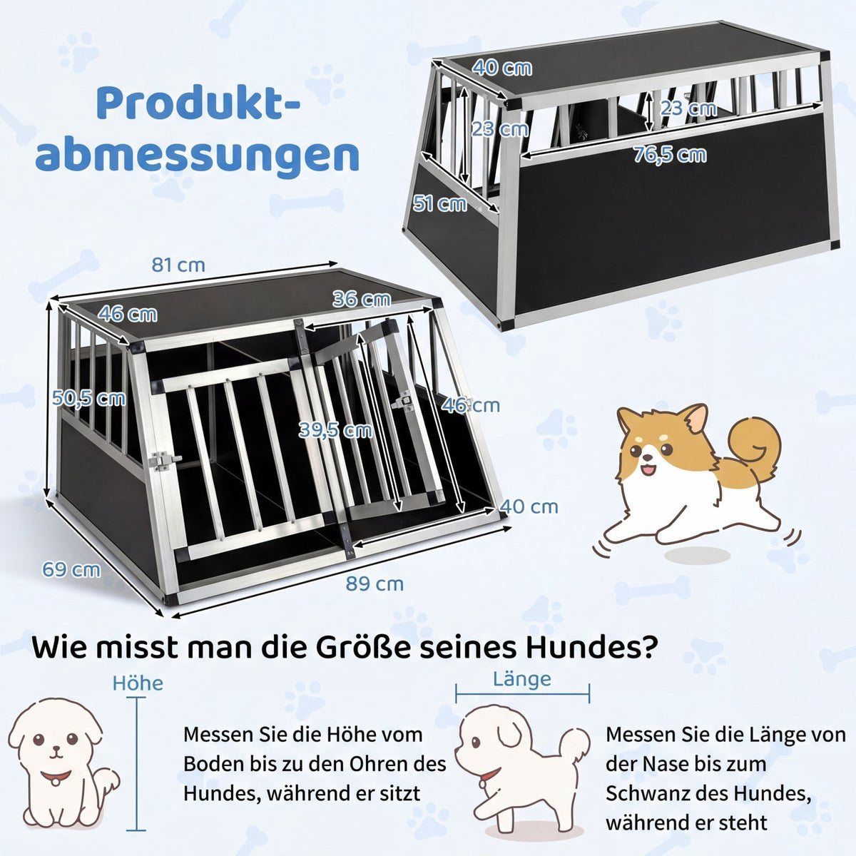 Aluminum Dog Travel Crate with Locking Doors & Divider