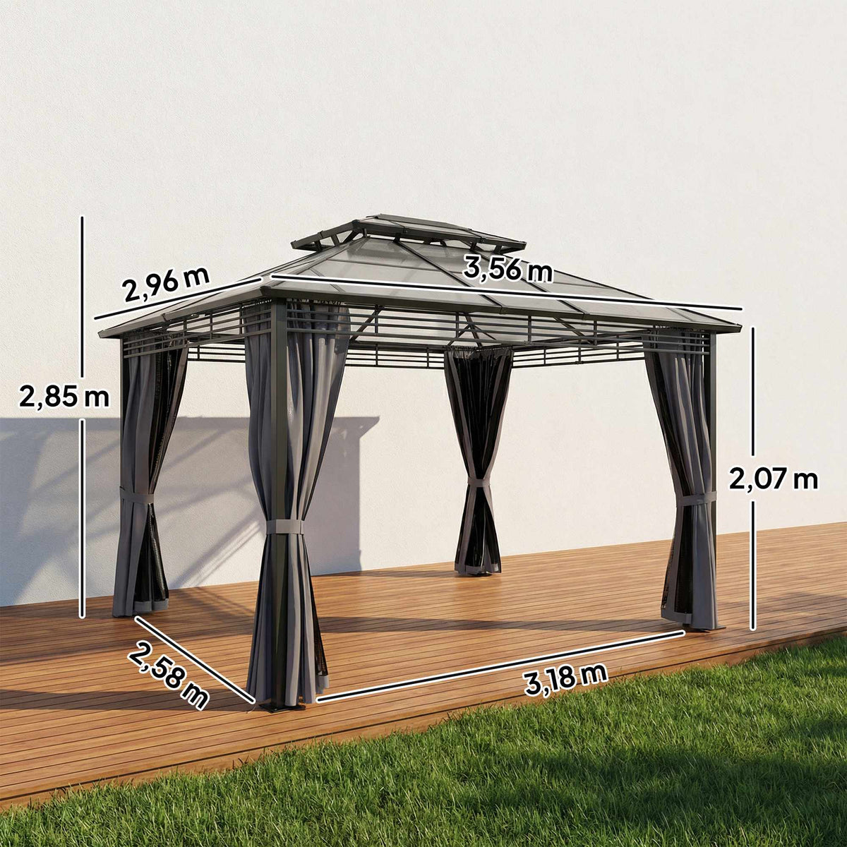 Aluminum Garden Pavilion 3.6x3m with Mosquito Netting