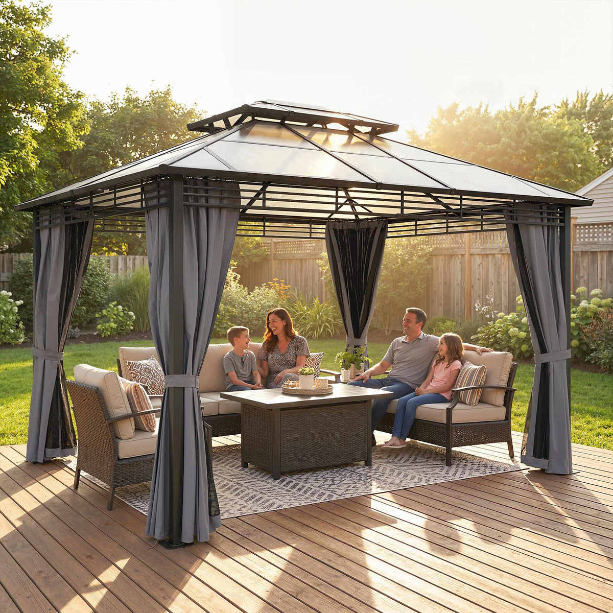 Aluminum Garden Pavilion 3.6x3m with Mosquito Netting
