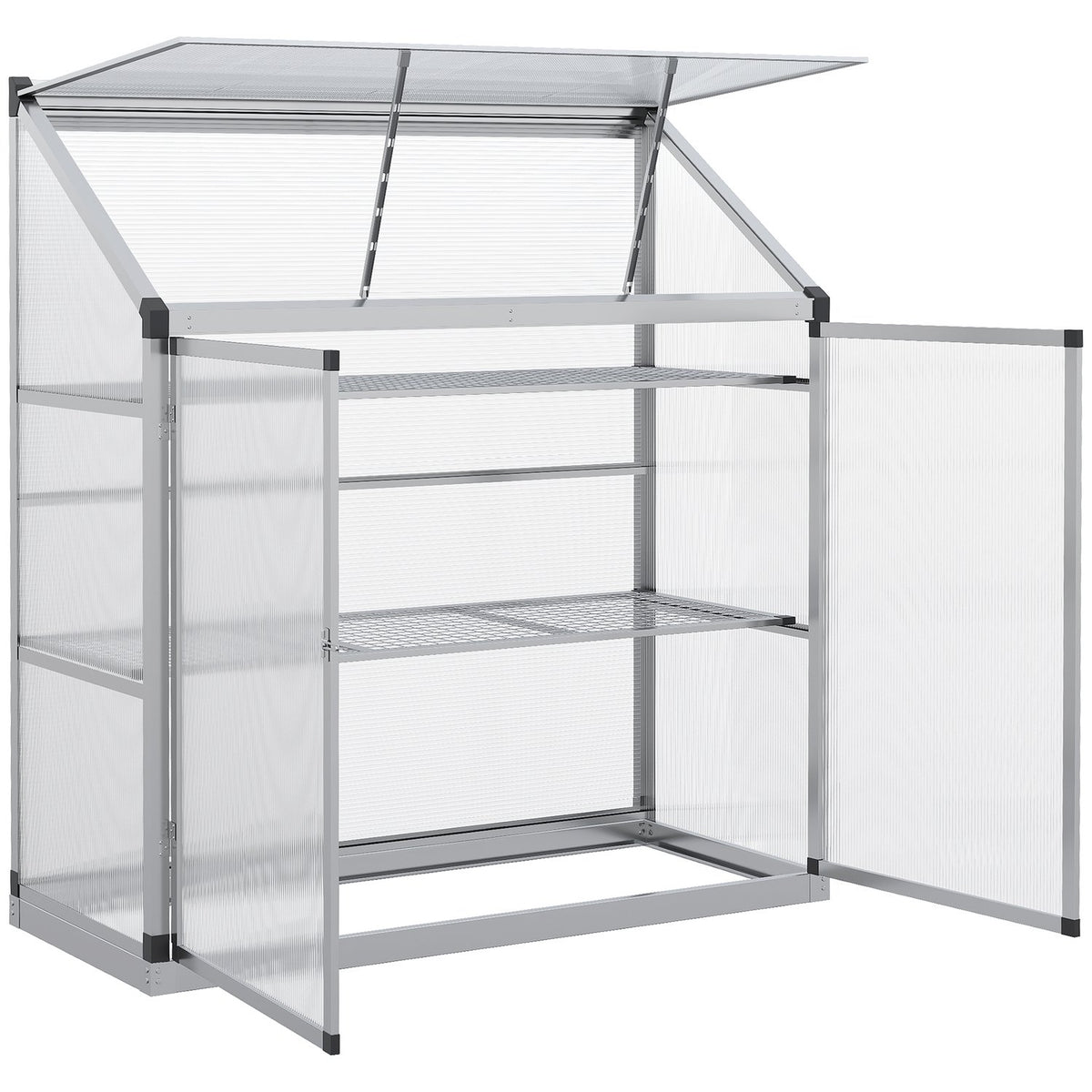 Aluminum Greenhouse With Foundation Frame 3 Levels Cold Frame 131 X 58 X 139.5 Cm Greenhouse Plant House Tomato House