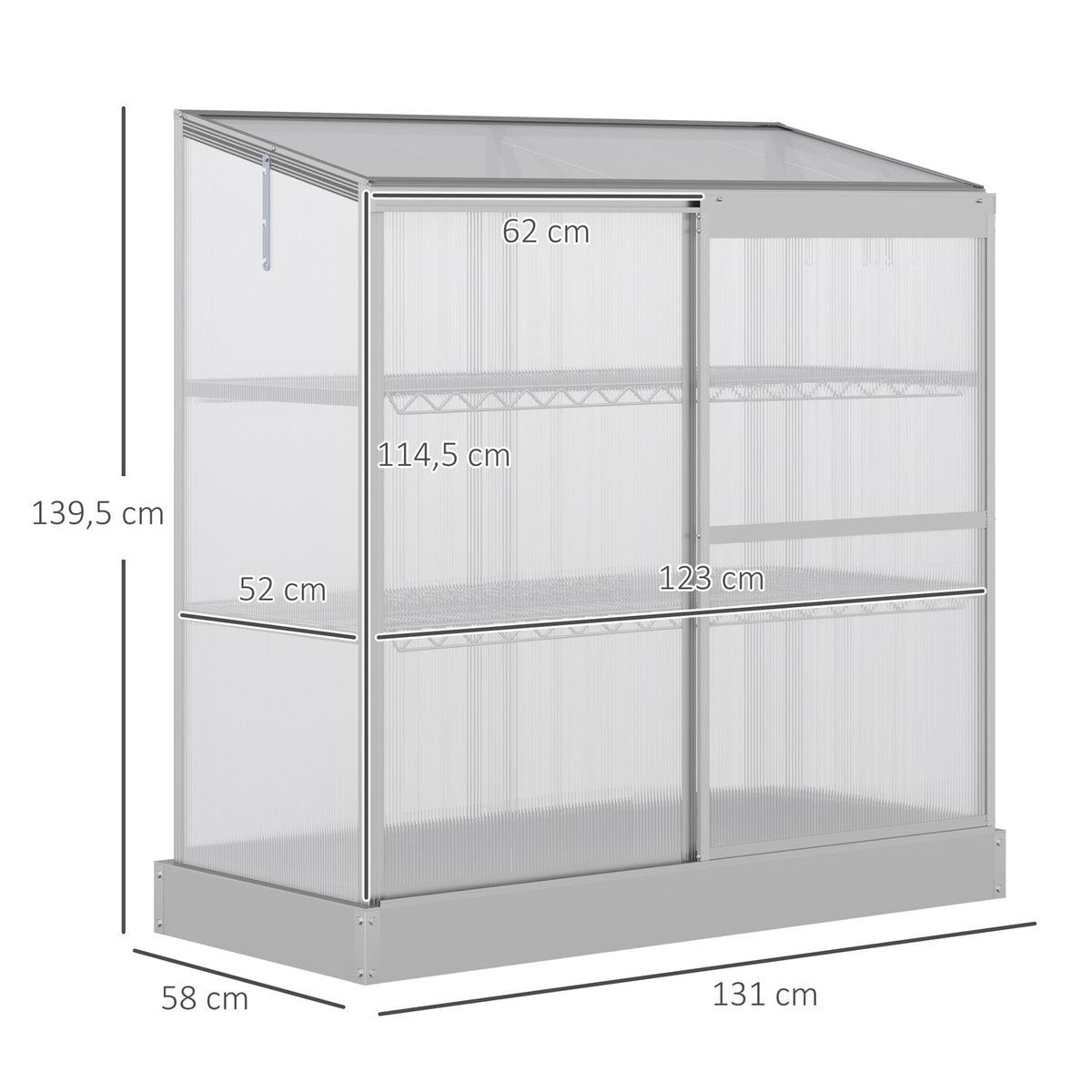 Aluminum Greenhouse With Foundation Frame 3 Levels Cold Frame 131 X 58 X 139.5 Cm Greenhouse Plant House Tomato House