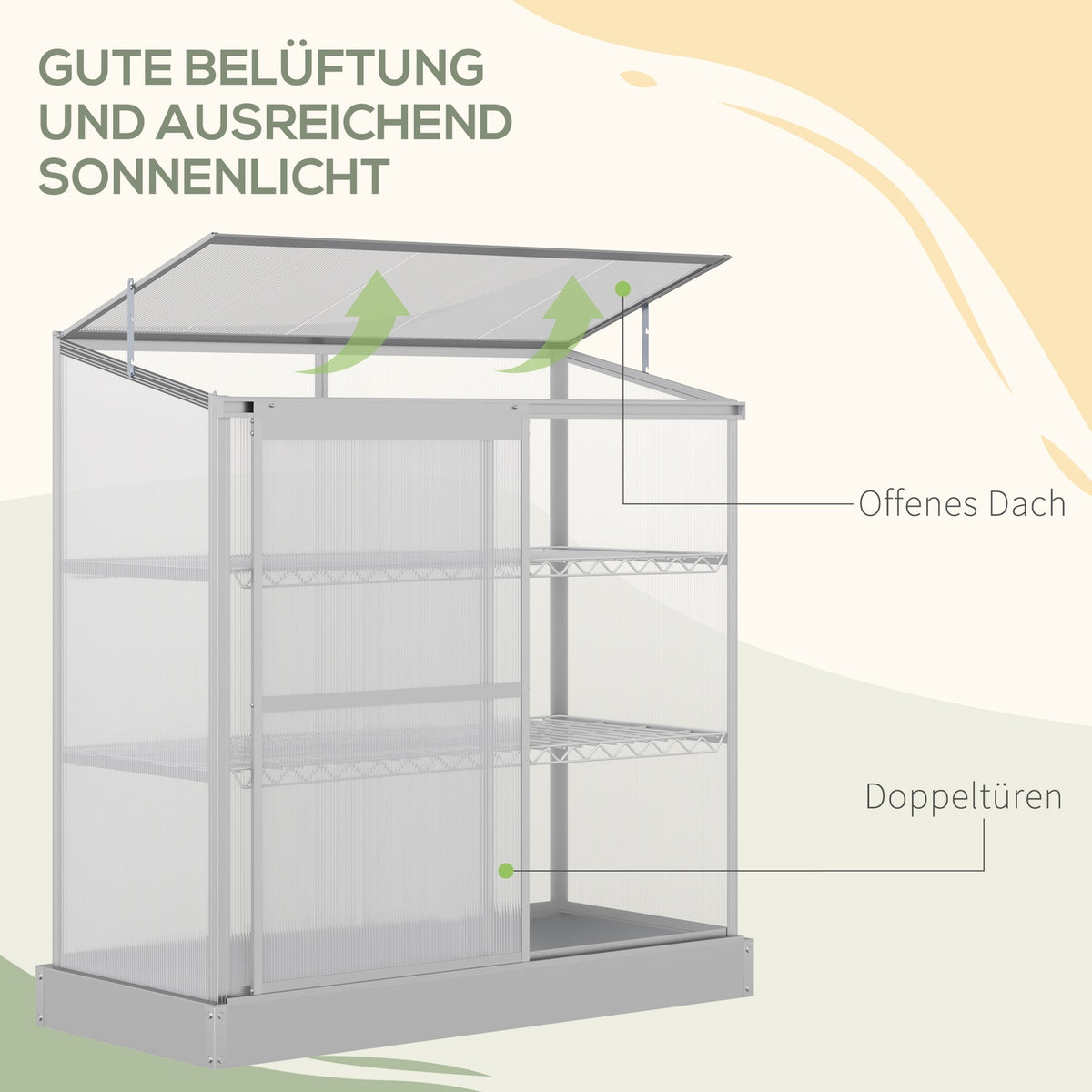 Aluminum Greenhouse With Foundation Frame 3 Levels Cold Frame 131 X 58 X 139.5 Cm Greenhouse Plant House Tomato House