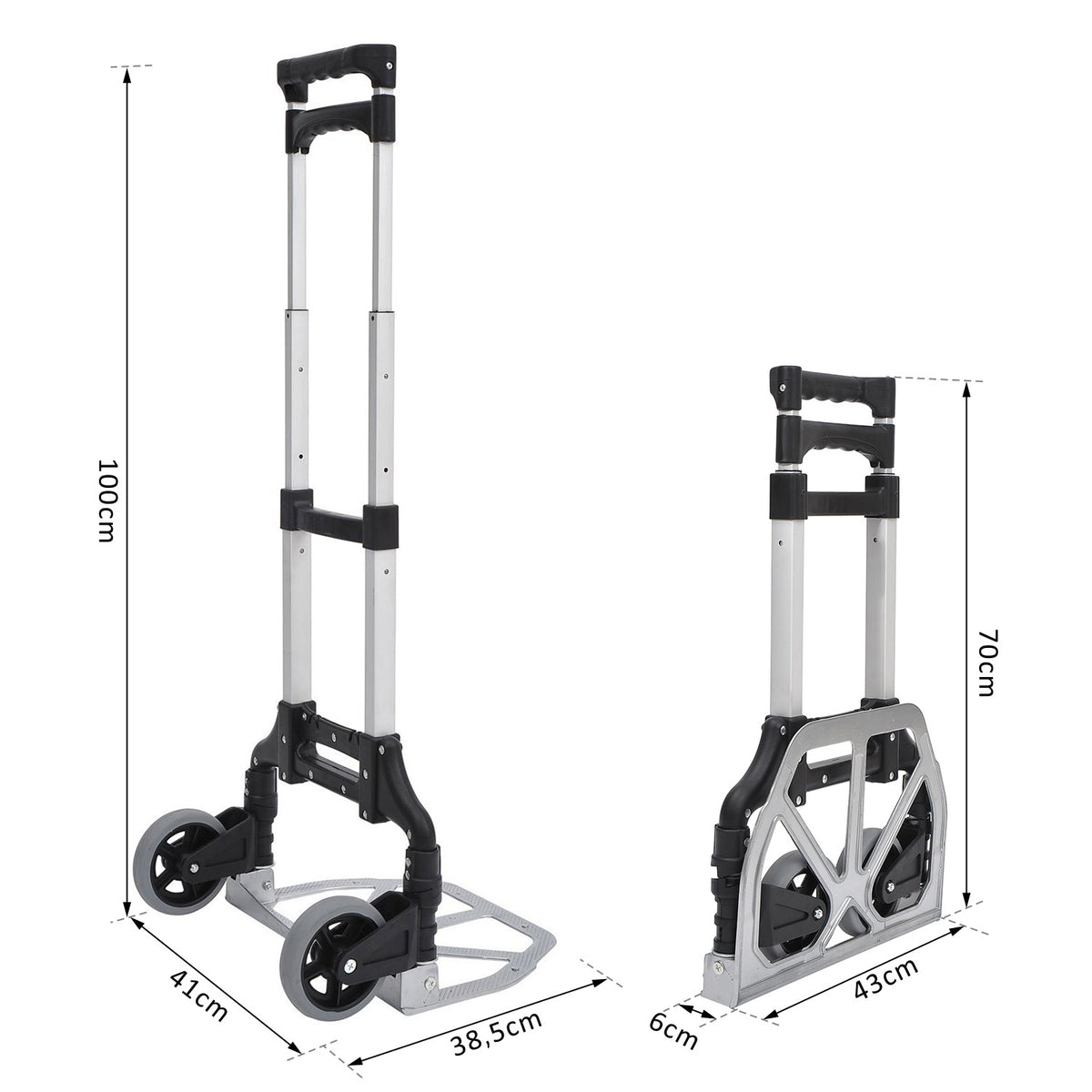 Aluminum Sack Truck Transport Truck Foldable Hand Truck Stacking Truck Aluminum Max. Load Capacity 70 Kg