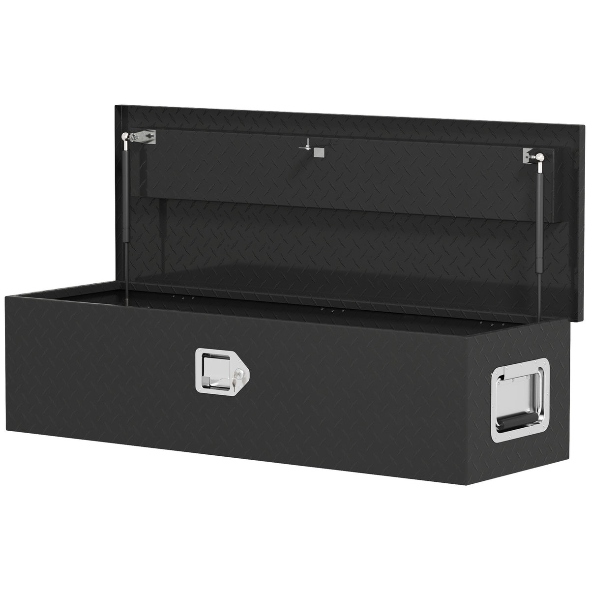 Aluminum Storage Box with Side Handles, Lock and Keys, Truck Tool Box, Trailer Storage Box, 99 x 33 x 25.5 cm, Black