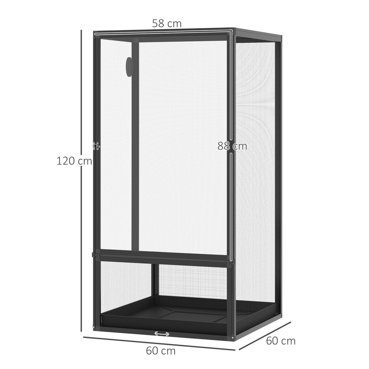 Aluminum Terrarium For Reptiles Amphibians Arachnids Reptile Breeding Box Mesh Terrarium Black 60 X 60 X 120 Cm