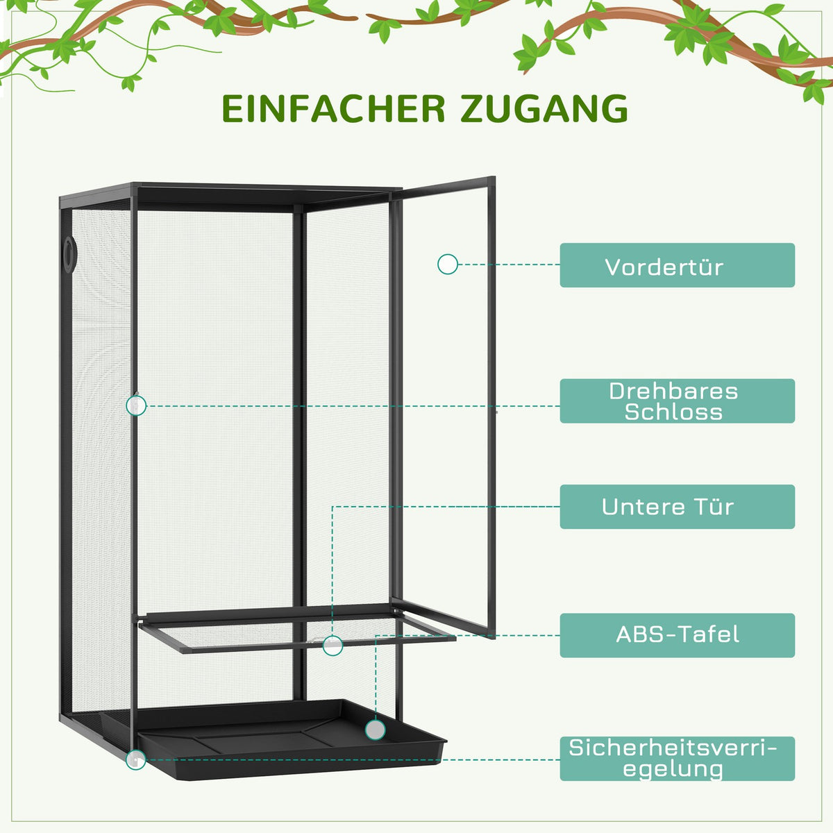 Aluminum Terrarium For Reptiles Amphibians Arachnids Reptile Breeding Box Mesh Terrarium Black 60 X 60 X 120 Cm