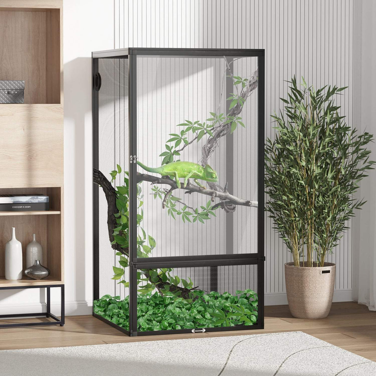 Aluminum Terrarium For Reptiles Amphibians Arachnids Reptile Breeding Box Mesh Terrarium Black 60 X 60 X 120 Cm