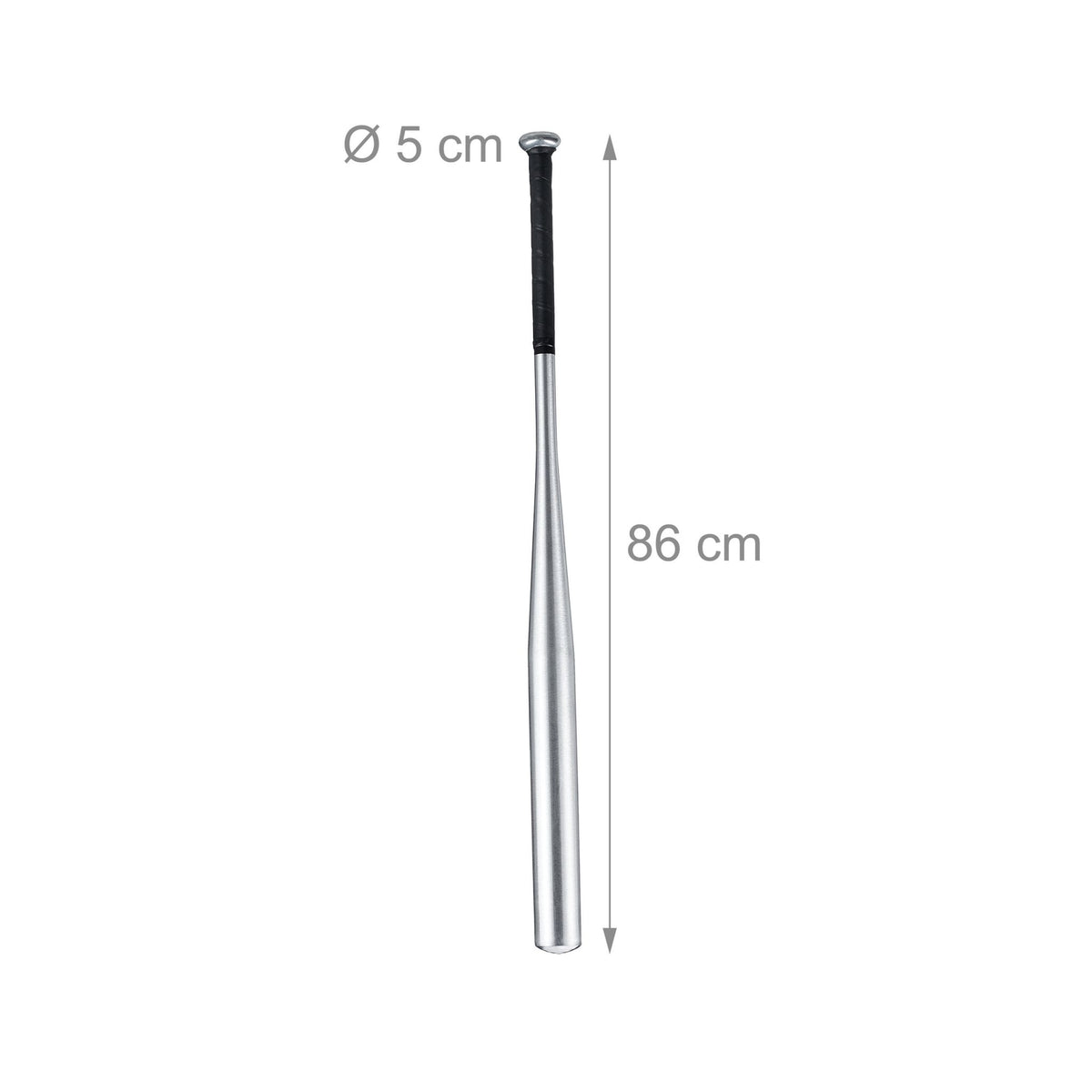 Aluminum baseball bat in silver