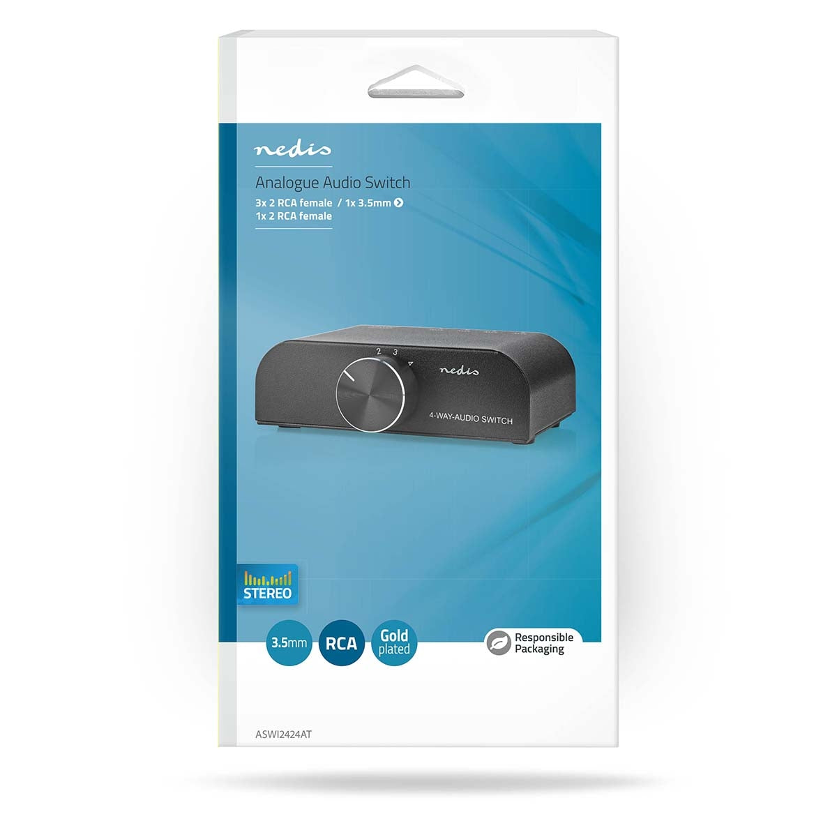 Analog Audio switch | 4-Port port(s) | Connection input: 1x 3.5 mm Audio Input / 3x (2x RCA Female) | Connection output: 1x (2x RCA Female) | Instruction book | Metal | Anthracite