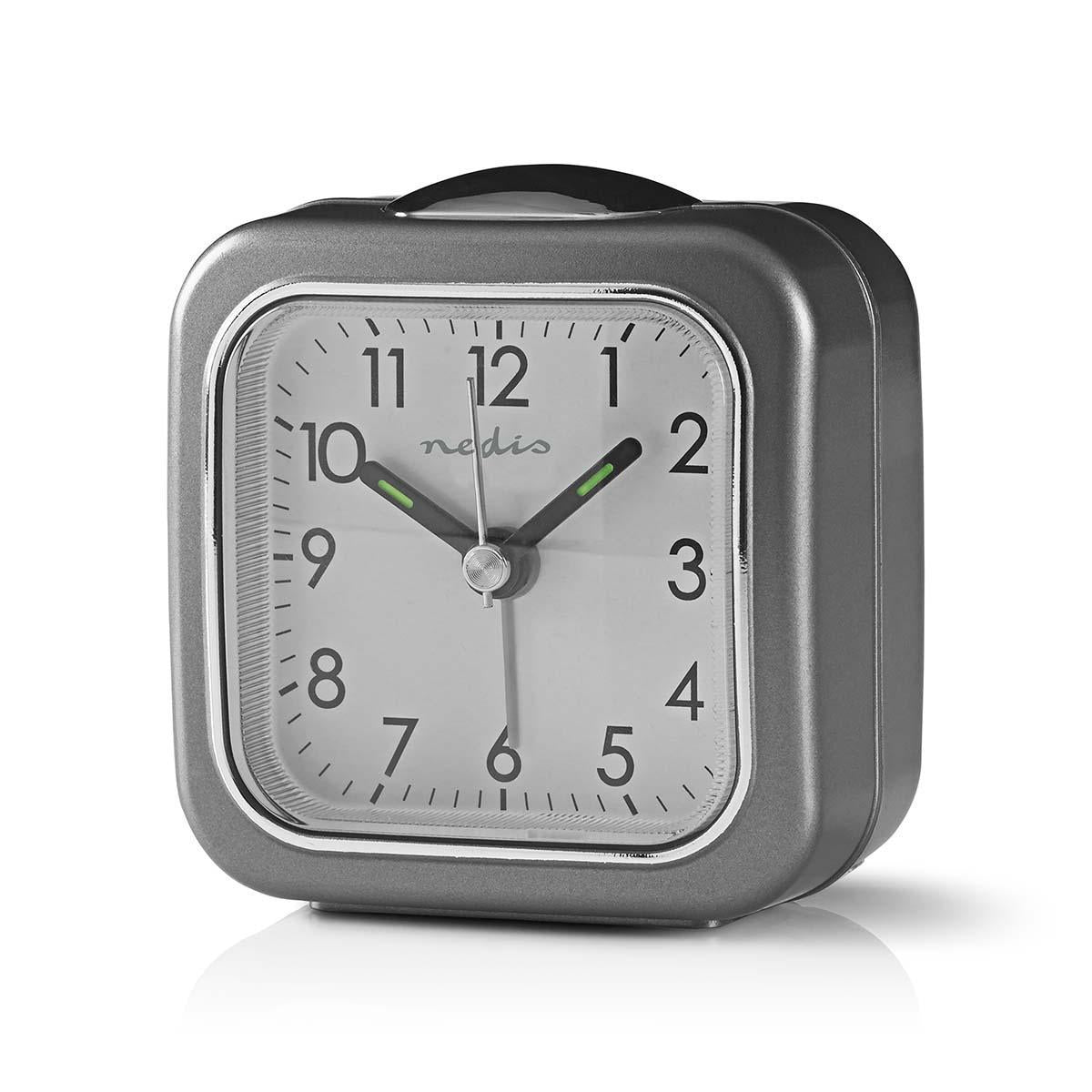 Analog Desk Alarm Clock | Snooze function | Backlighting | Grey/White
