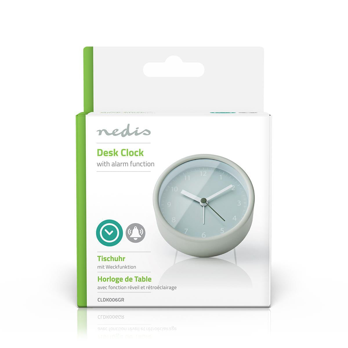 Analog Desk Alarm Clock | Snooze function | Green