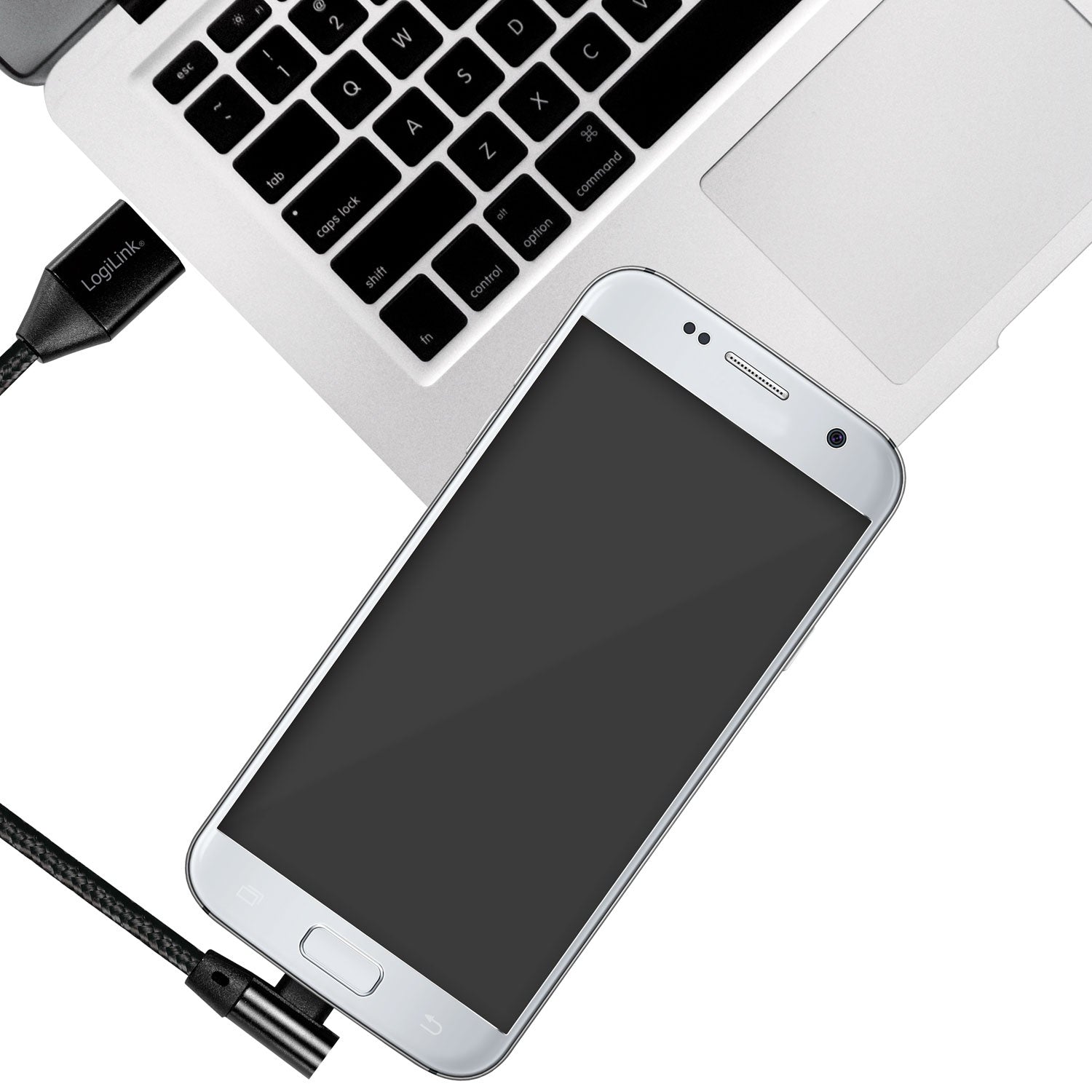 Angled MicroUSB cable USB 2.0 15W 1m