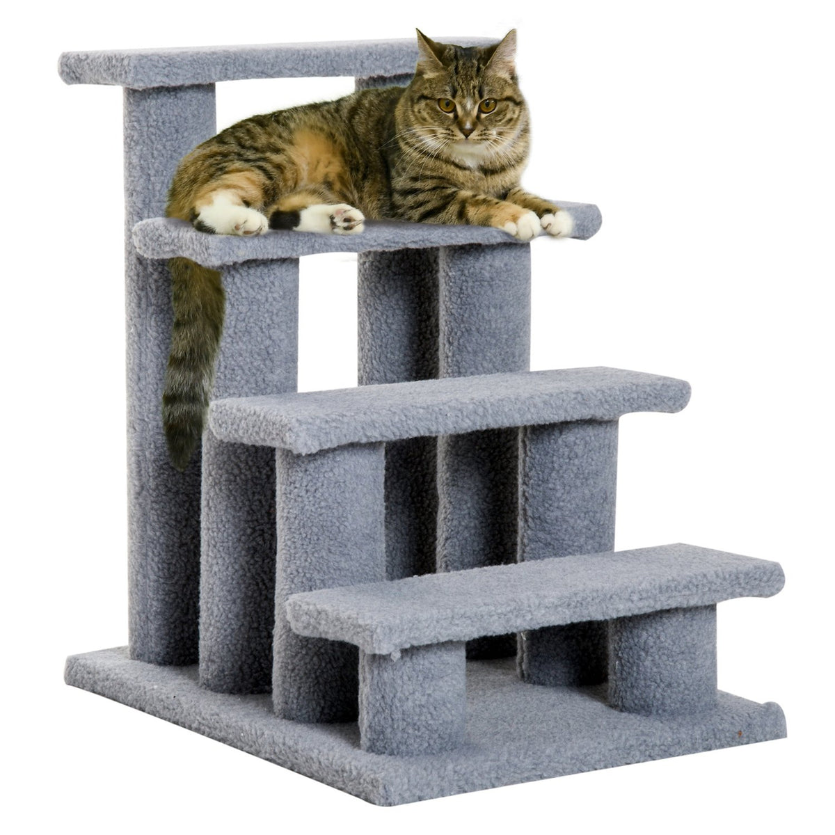 Animal Stairs Cat Stairs Dog Stairs Stairs For Cats And Dogs 4 Steps Gray 63.5X43X60Cm