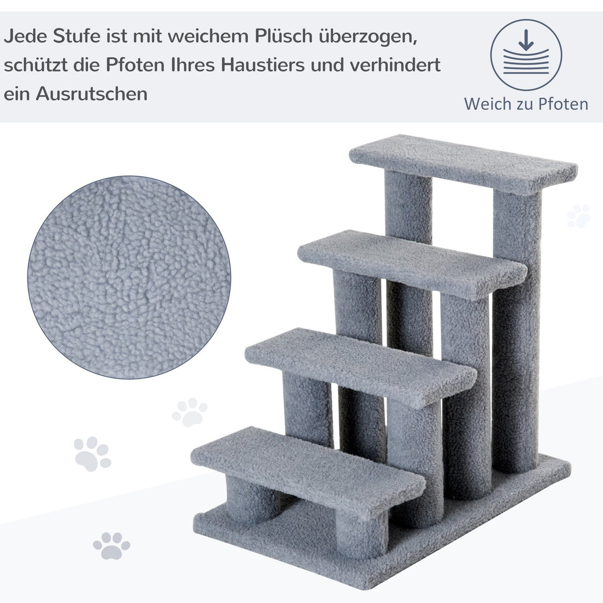 Animal Stairs Cat Stairs Dog Stairs Stairs For Cats And Dogs 4 Steps Gray 63.5X43X60Cm