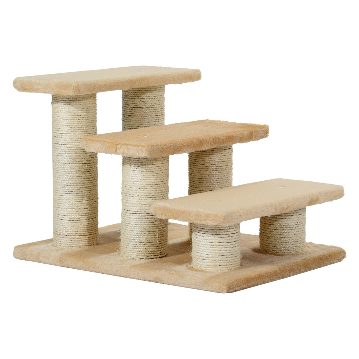 Animal Stairs For Cats And Dogs 3-Step Dog Stairs, Plush, Cream, 45X35X34 Cm