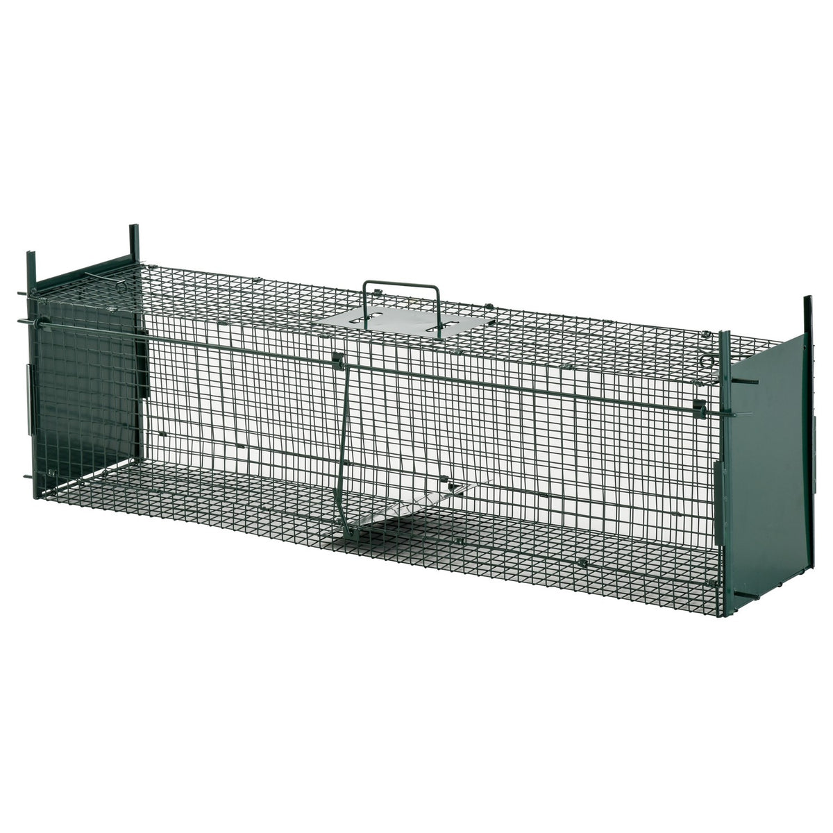 Animal Trap Marten Trap With 2 Entrances, Trap For Rabbits & Cats, Metal, Dark Green, 100X25X28Cm