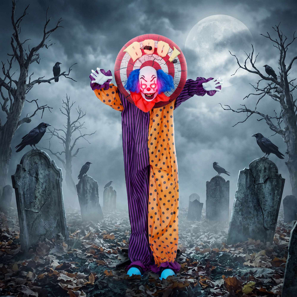Animated Halloween Clown Decoration with Sound, 167 cm